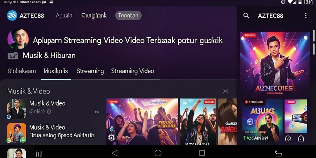 Antarmuka <strong>AZTEC88</strong> menunjukkan kemudahan akses ke berbagai konten Streaming Video.