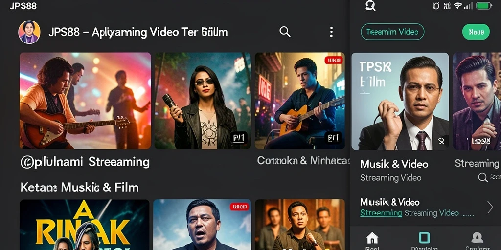 Antarmuka aplikasi JPS88 menampilkan berbagai pilihan video menarik untuk ditonton.