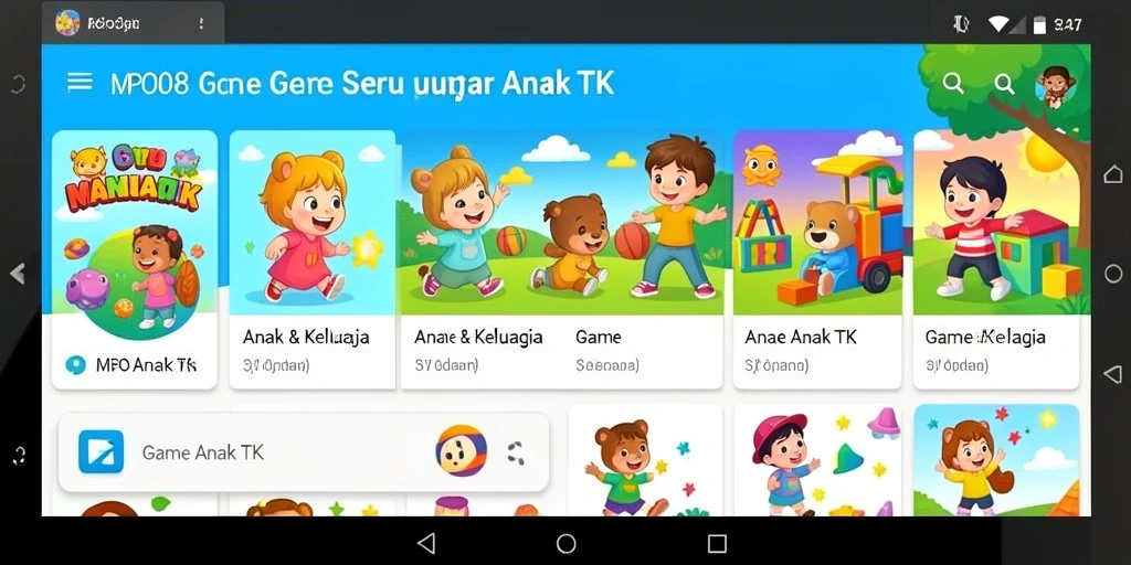 Antarmuka MPO08 yang ramah anak dengan grafis cerah.