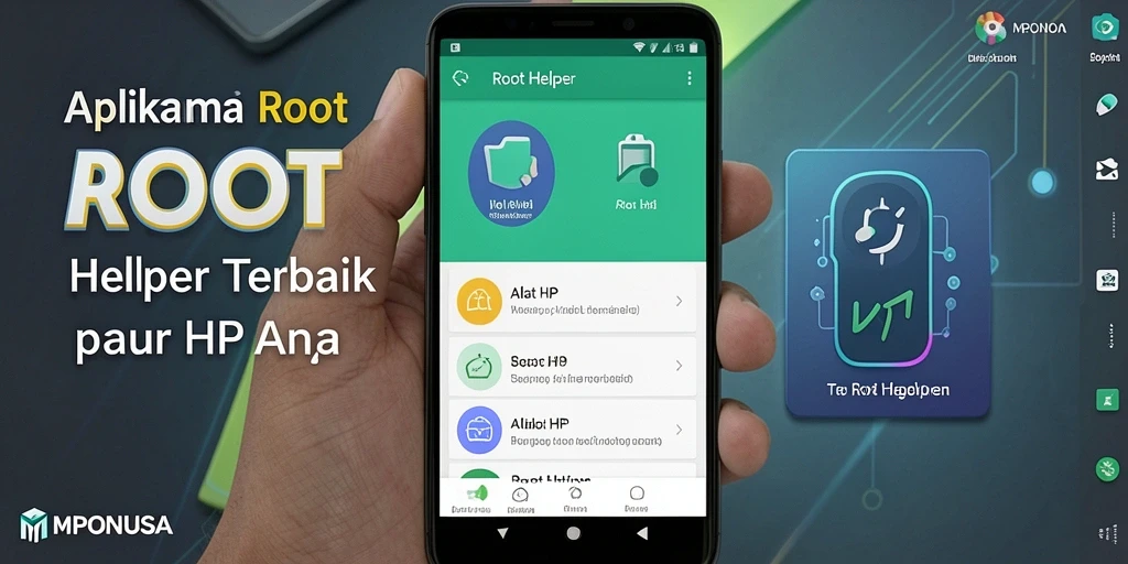 Antarmuka MPONUSA menunjukkan fungsi Root Helper yang informatif dan mudah digunakan.