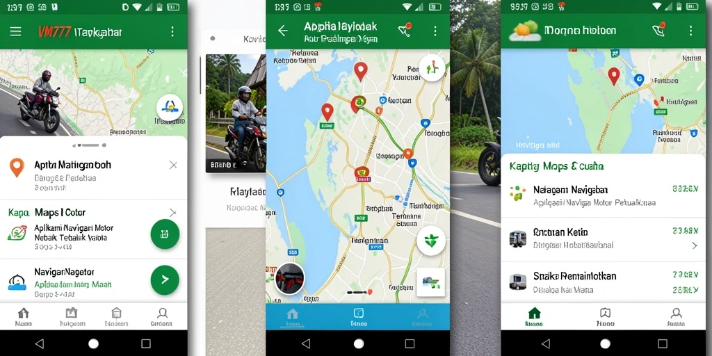 Tampilan antarmuka utama aplikasi Navigasi Motor VM777 yang intuitif.